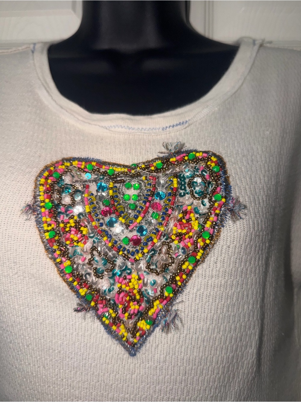 We The Free Waffle Texture Tshirt Embellished Heart